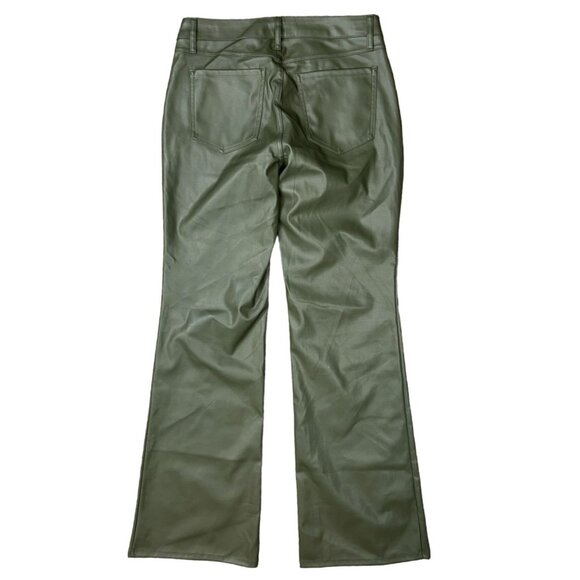 Wild Fable Faux Leather Low-Rise Flare Jeans in Olive Green Size 4 - Picture 5 of 8